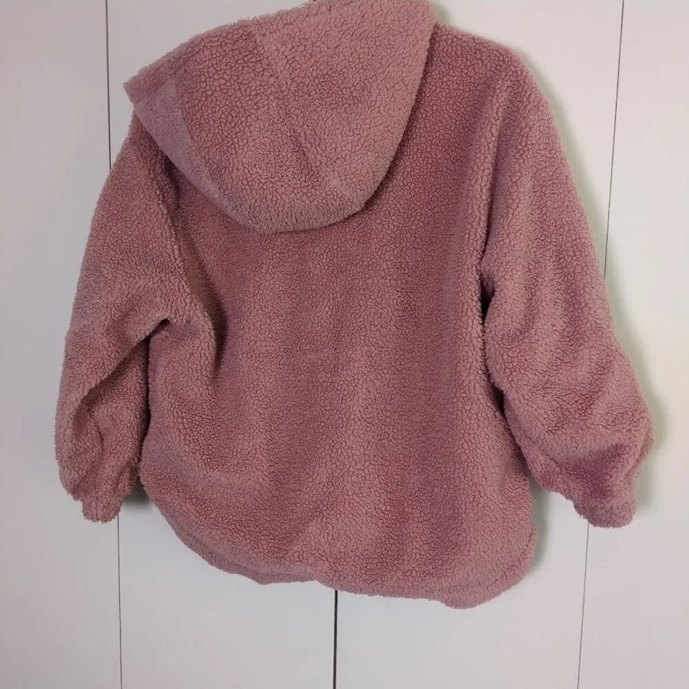 Nike pink Girl's Large Therma Fit Sherpa Pullover Quarter Zip Hoodie Jacket